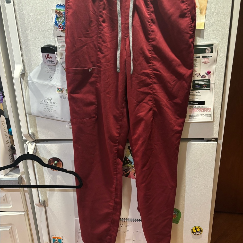 Fabletics Drawstring Scrub Pants in Deep Burgundy